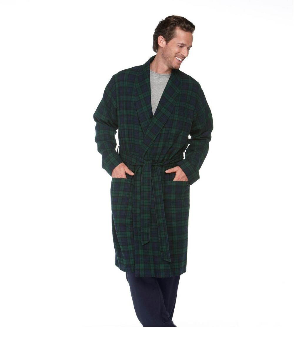 L.L. Bean Men's 100% Cotton Scotch Plaid Flannel Robe Sz L